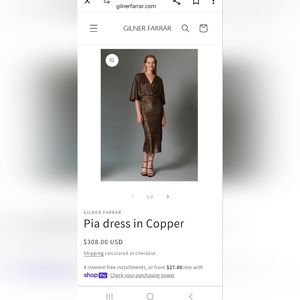 Gorgeous copper Gilner Farrar Pia dress size M NWT